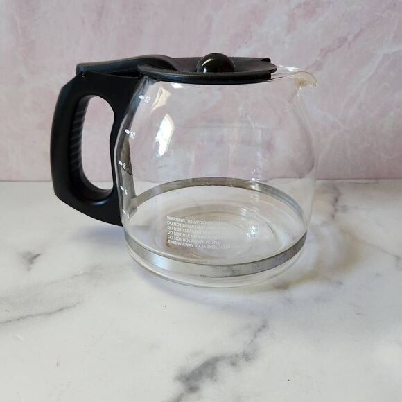 Glass coffee pot with black lid clear basic classic container handle - Picture 1 of 4